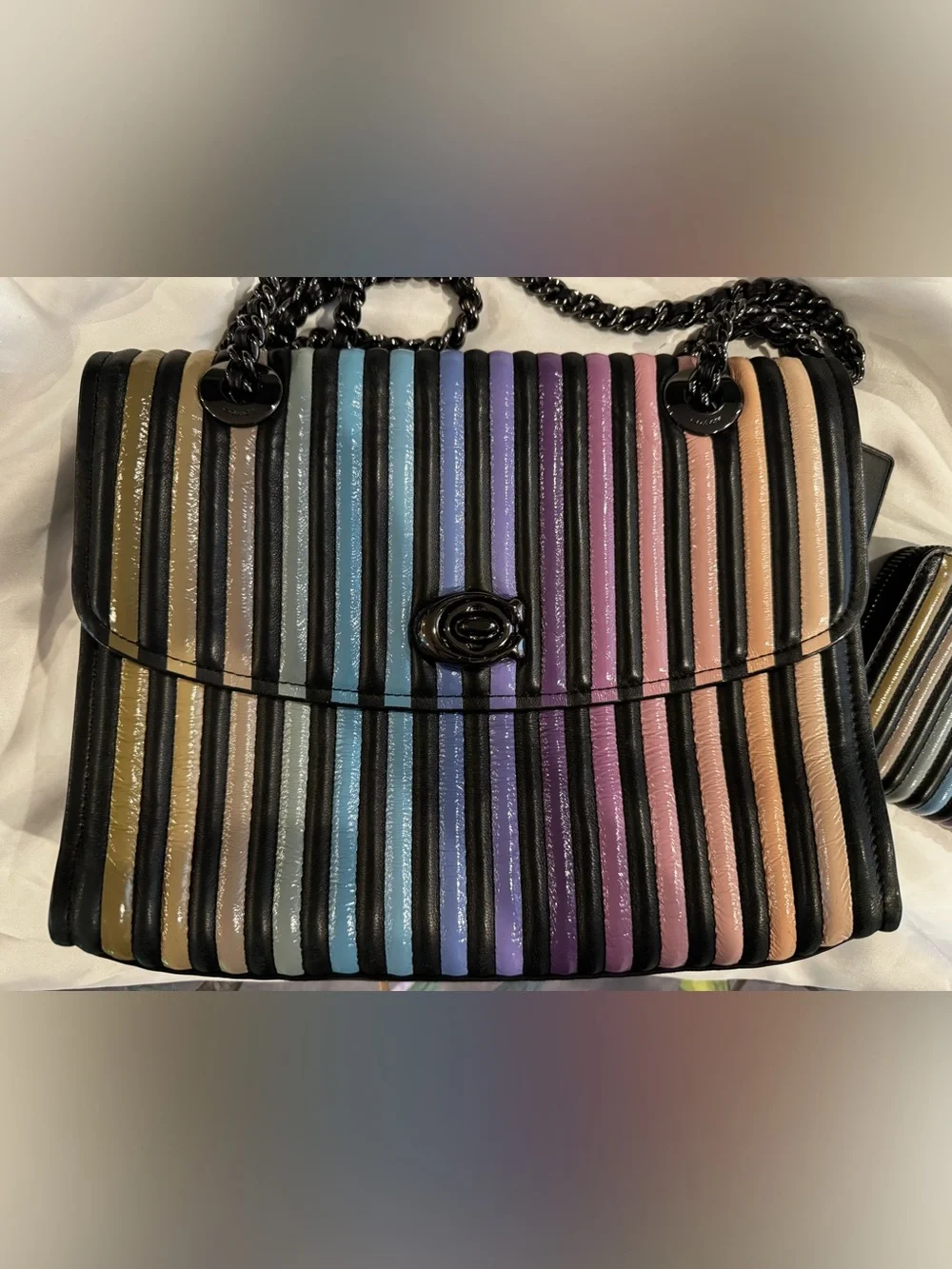 RARE Coach Set Quilted Ombre Parker bag with matching zip around wallet EUC